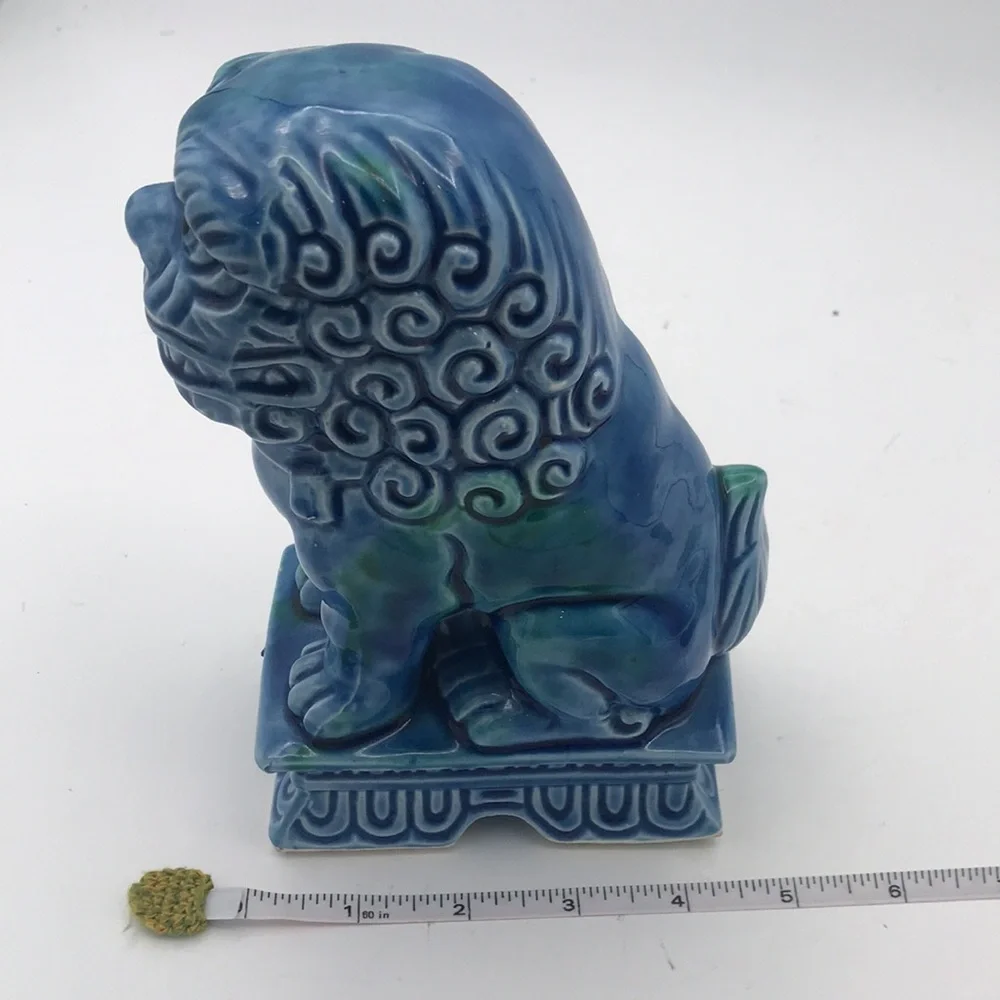 VTG Mid 20th Century Foo Dog Turquoise Glazed Porcelain Made in Japan - Picture 13 of 13